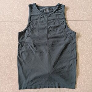 Athleta Foothills Split/Tie Back Tank Top Slate Blue/Green Yoga Workout S